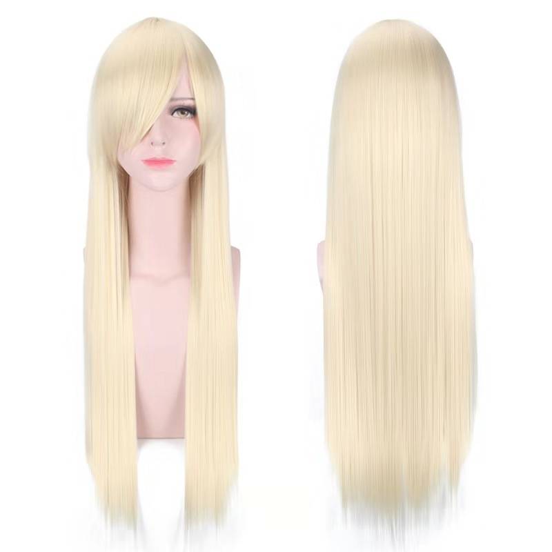 European and American anime cosplay wig colorful animation long straight hair Harajuki 80cm hot sales of Wimble