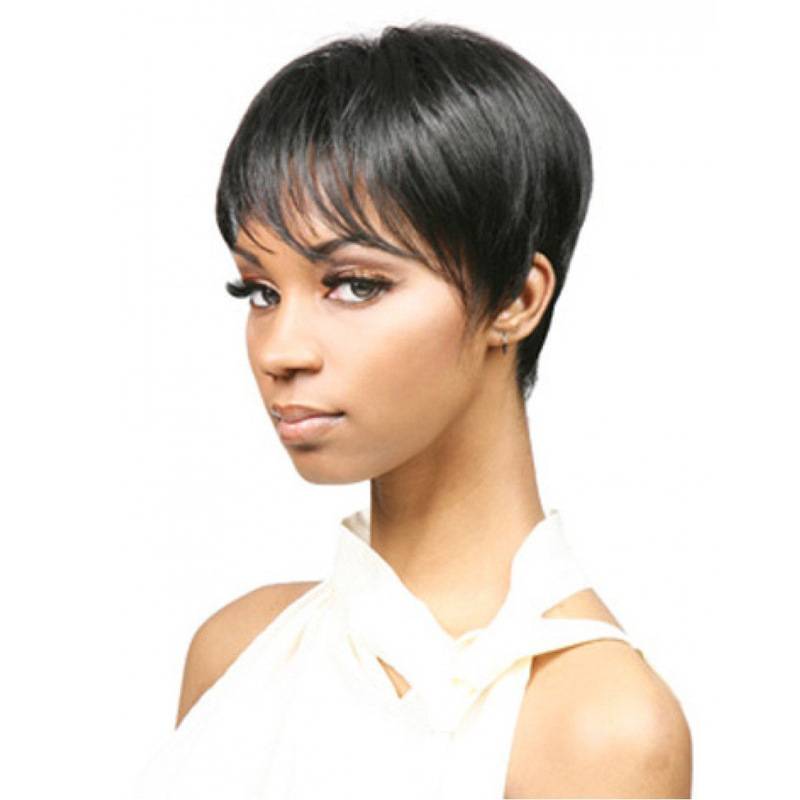 Wig Speed Sales Women's Short Hair Broken Bangs Short Wig Real Black Short Straight Straight Handle