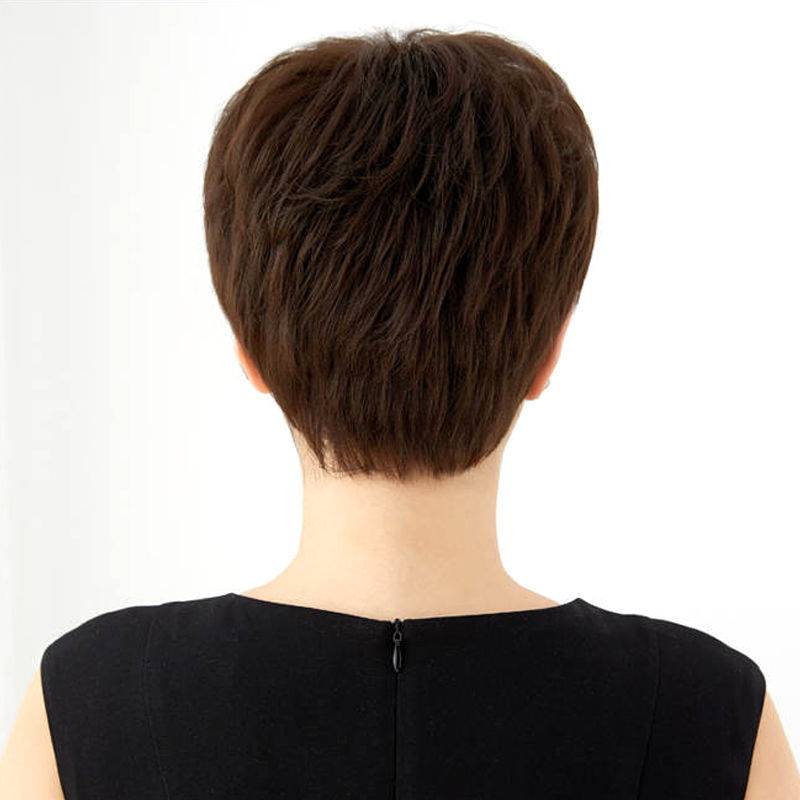 Wig female short hair Short -haired middle -aged and elderly mother hair jacket naturally full -headed curly hairstyle simulated hair silk