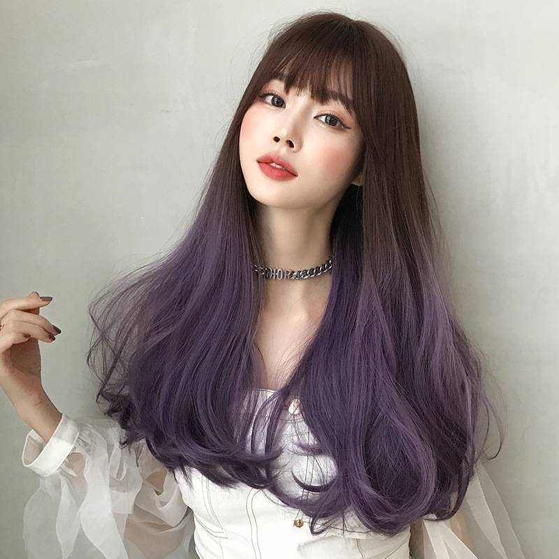 False -changing women's hair long three -color gradually hair color curly hair color trend long curly curly hair full head cover.