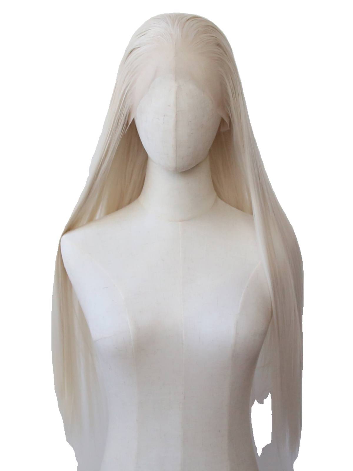 Platinum milky white front lace chemical fiber high temperature silk wig Rective natural European and American long straight hair full wig