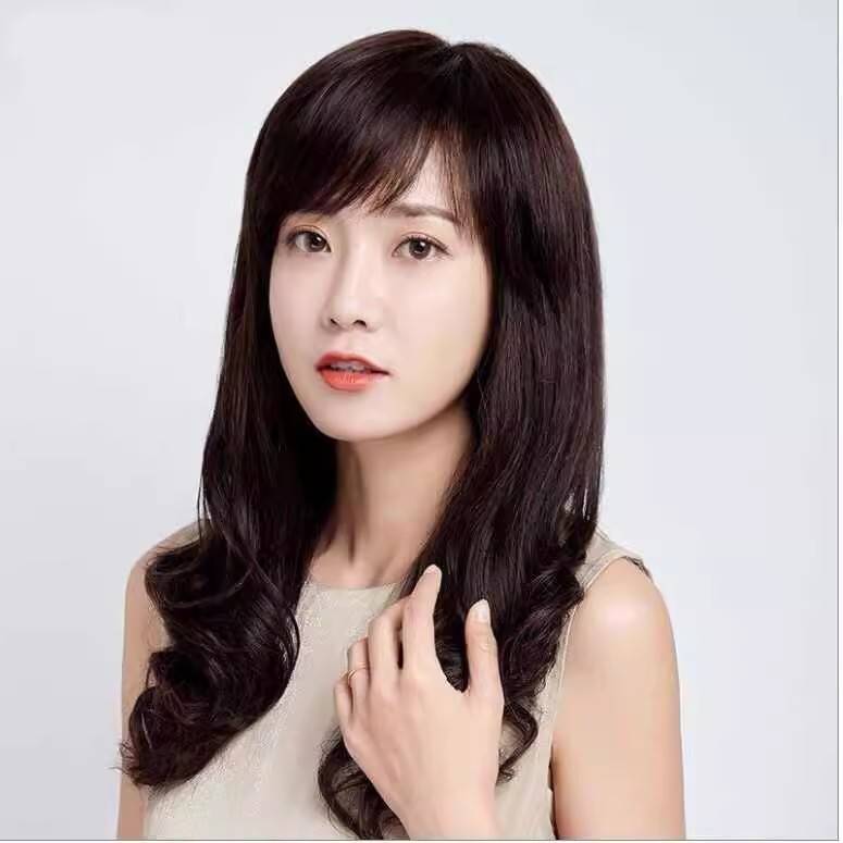 Wigmail women's long curly hair long hair long hair, long hair, shawl in the middle and elderly mother, the full head set of women, natural realistic