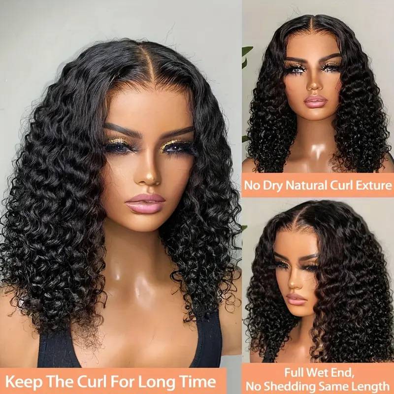 Human hair front lace wave daily water wave bob wig wig
