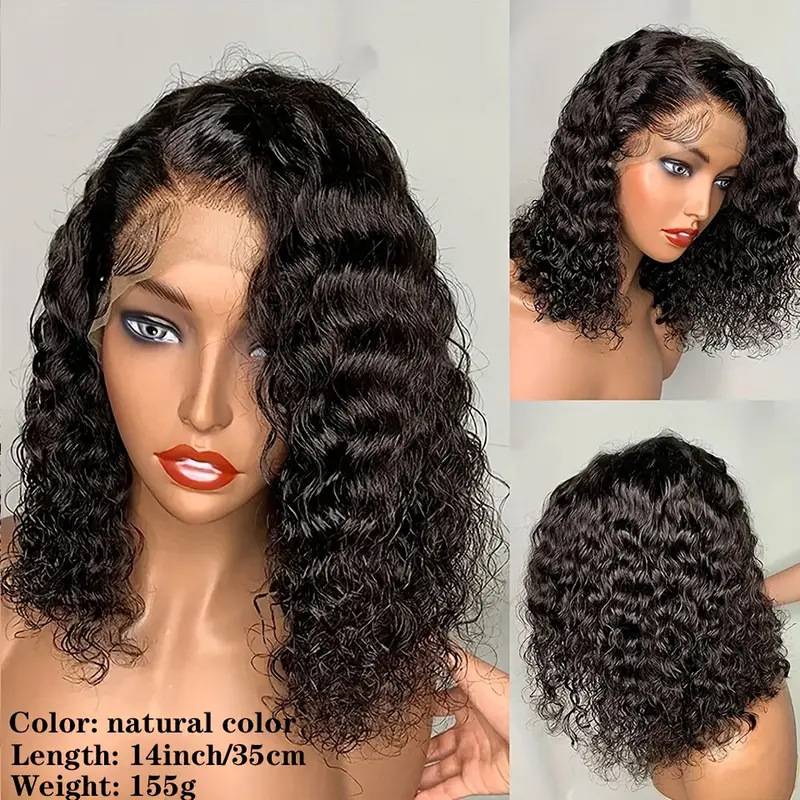 Human hair front lace wave daily water wave bob wig wig