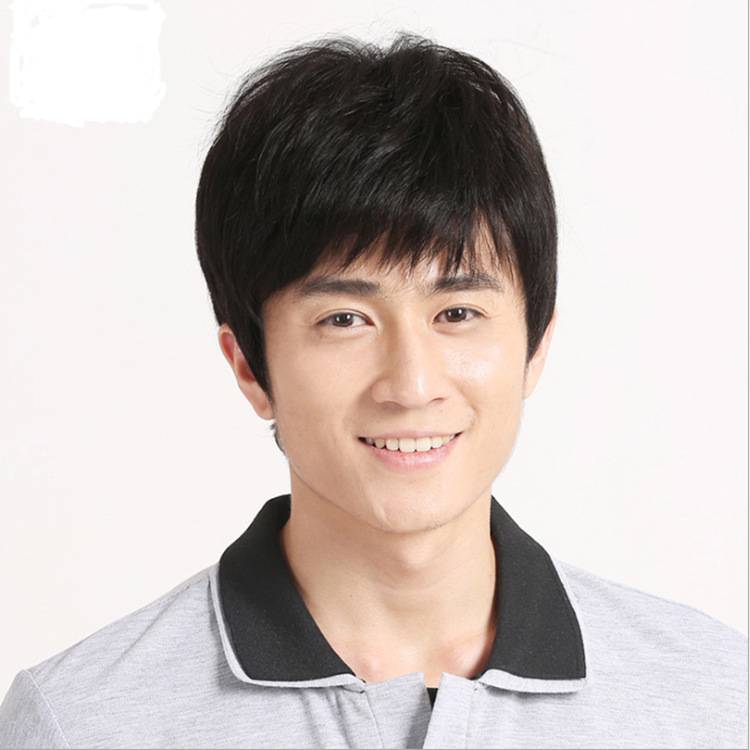 True fake men's short hair Middle -aged and elderly men handsome and realistic head sets of real -life hair wholesale