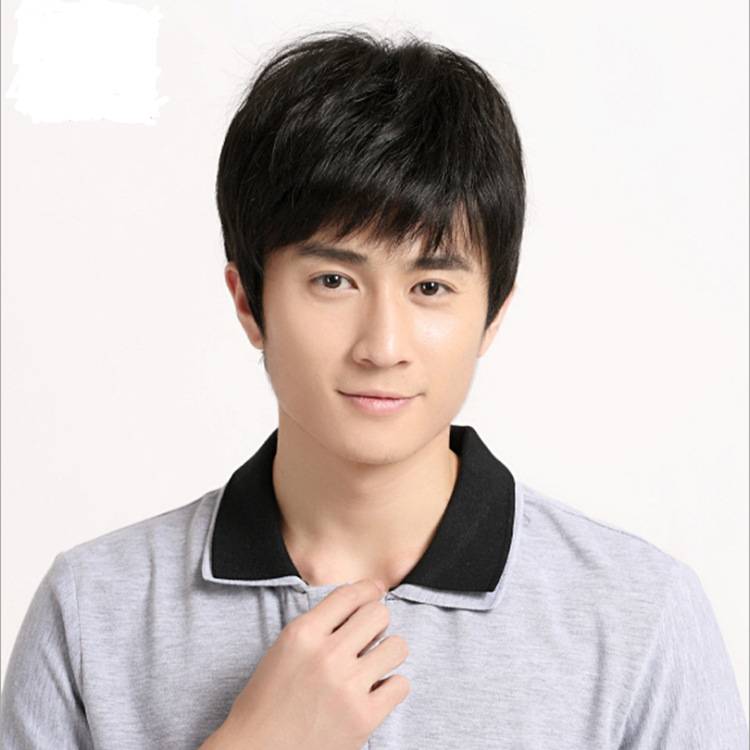True fake men's short hair Middle -aged and elderly men handsome and realistic head sets of real -life hair wholesale