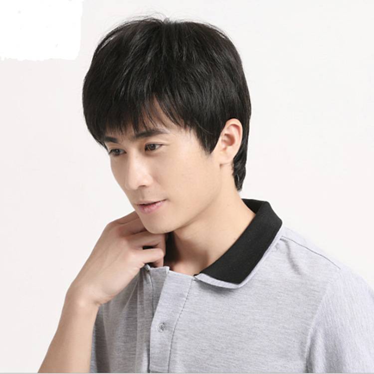 True fake men's short hair Middle -aged and elderly men handsome and realistic head sets of real -life hair wholesale