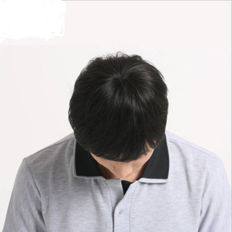 True fake men's short hair Middle -aged and elderly men handsome and realistic head sets of real -life hair wholesale