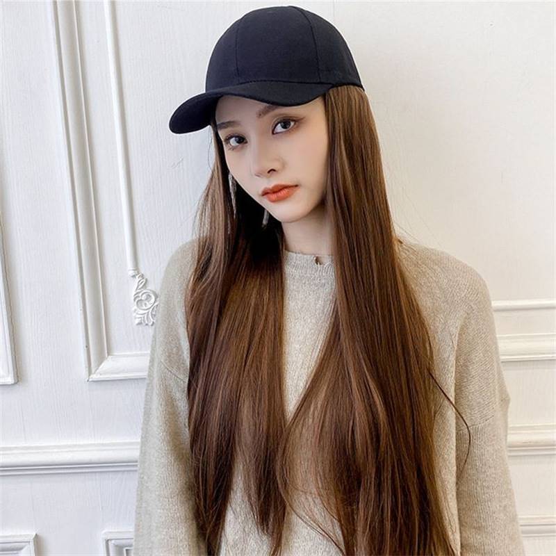 Autumn and winter new peaked hats wig women integrated chemical long straight hair fashion Wigs supply supplier supplier
