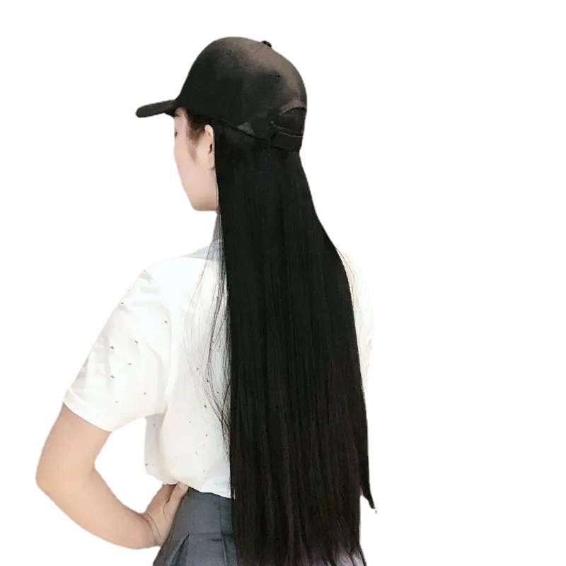 Autumn and winter new peaked hats wig women integrated chemical long straight hair fashion Wigs supply supplier supplier