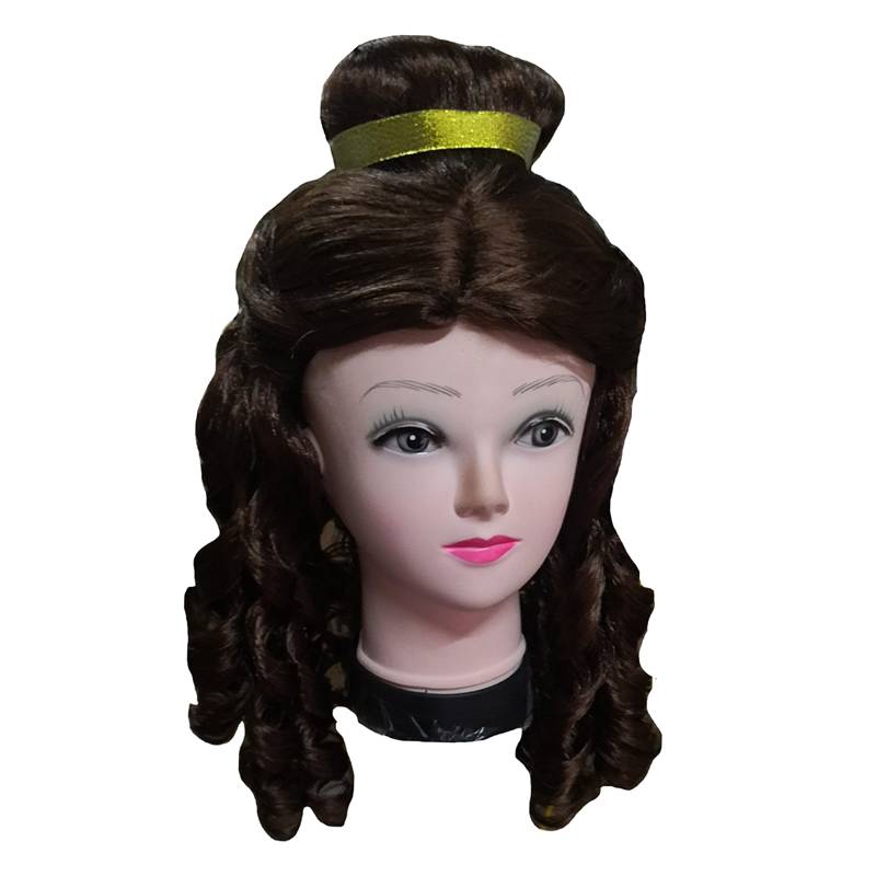 Beauty and beast baby cosplay flower bud head Girls, rolling wigs, children Princess Belle wigs
