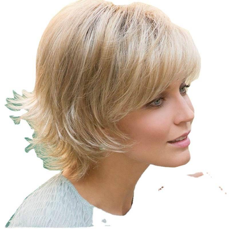 Fashion wig Female short hair fluffy, natural reflective shawl curly curly curly hair whole wigs, partial bangs