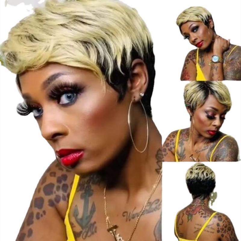 Wig European and American wig Black Gradm -changing short hair short hair Ladies chemical fiber wig manufacturers spot