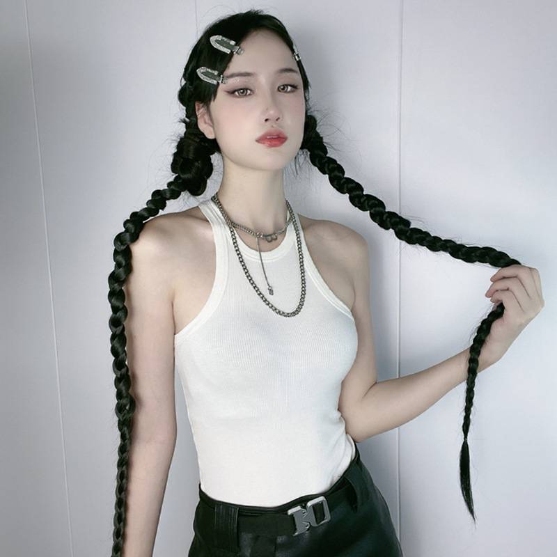 Cross -border European and American twisting braid long hair, ponytail African black dirty braid twist boxing braid wig