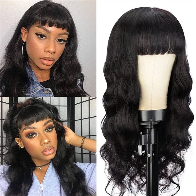 European and American Wig Grandma Gray Qi Liu Hai Big Wave wig Women's long curly hair chemical fiber full -header manufacturers