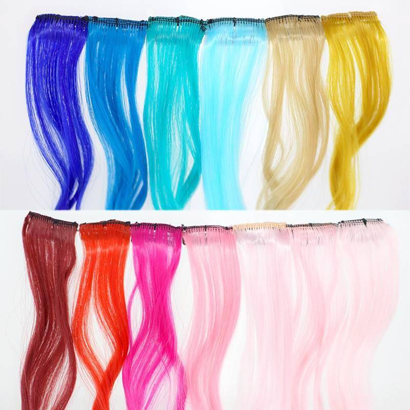 Spot one clip colorful hair piece long curly single card connection tablet chemical fibrous dye dyeing wig