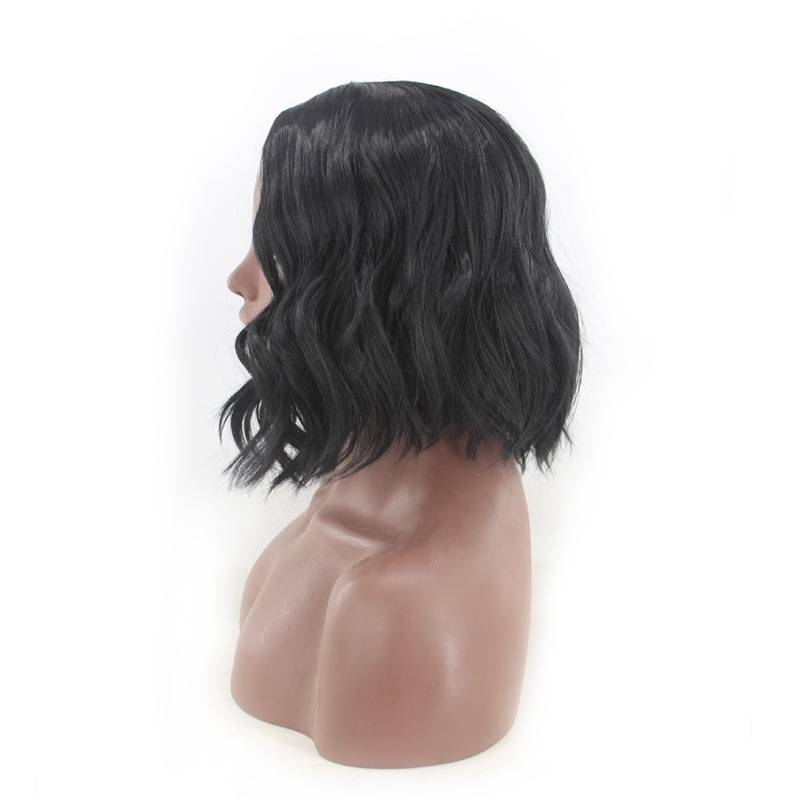 Wig female European and American wigs fashion short curly hair side divided bangs corn hot hair short curly micro -curling partial long hair