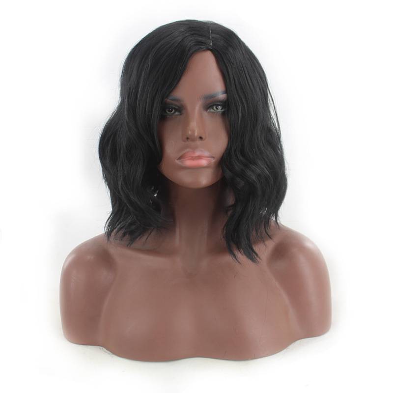 Wig female European and American wigs fashion short curly hair side divided bangs corn hot hair short curly micro -curling partial long hair
