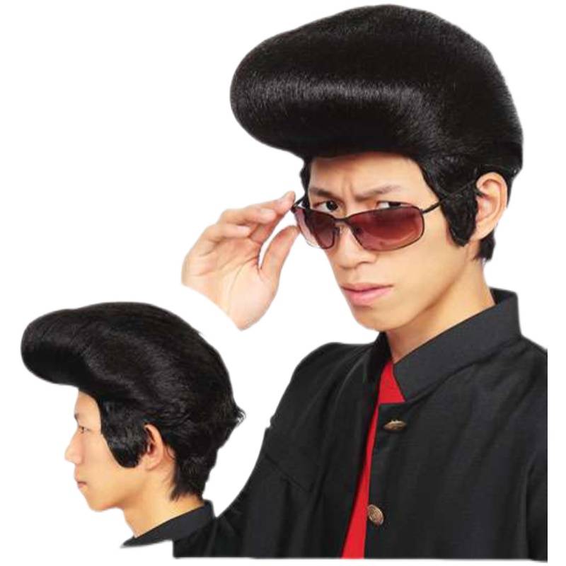 Performance wigs of rock singer wigs of Elvis Wiggle Varling Party Playing Holders Stage Performance