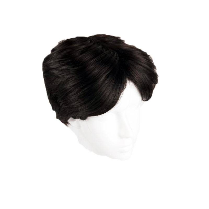 The manufacturer is divided into bangs men's wig full -handed new black short hair Europe and the United States Amazon eBay