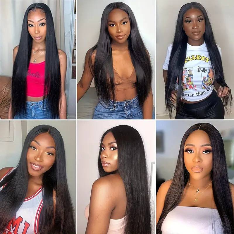 Amazon's new European and American fashion women are naturally long straight hair 13*4 wig full set