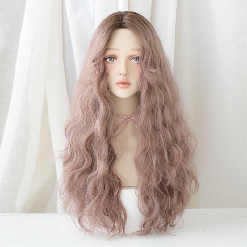 Hot -selling explosive corn hot curly hair cover is divided into no bangs simulation fiber wig