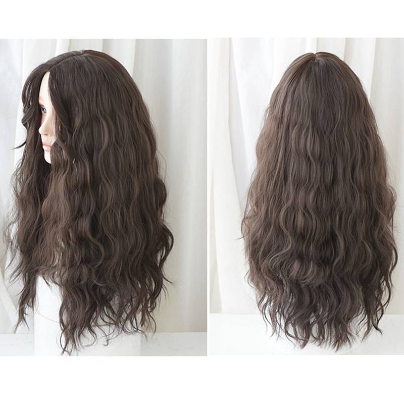Hot -selling explosive corn hot curly hair cover is divided into no bangs simulation fiber wig
