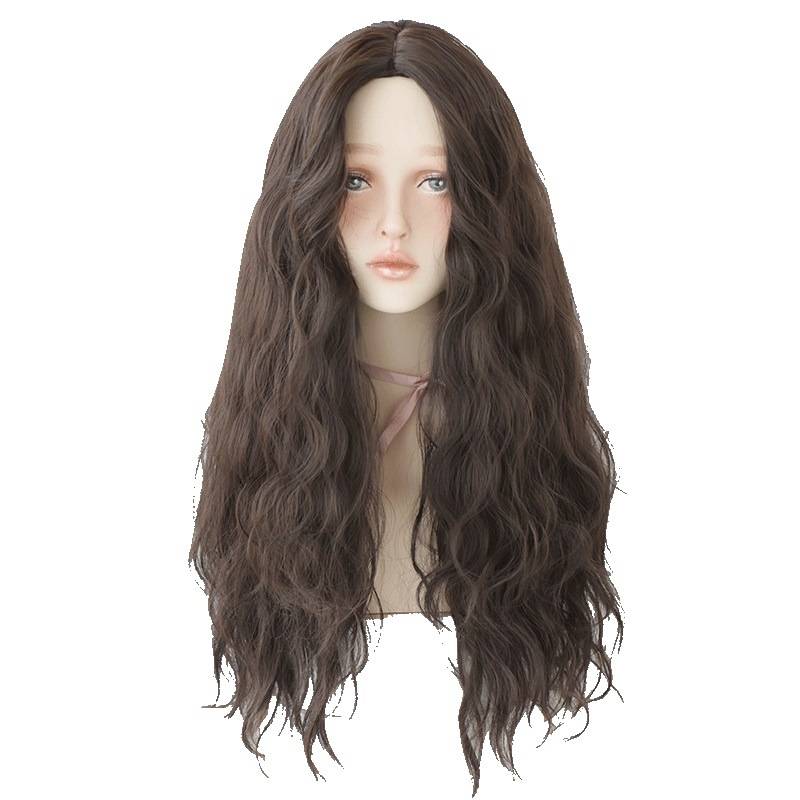 Hot -selling explosive corn hot curly hair cover is divided into no bangs simulation fiber wig