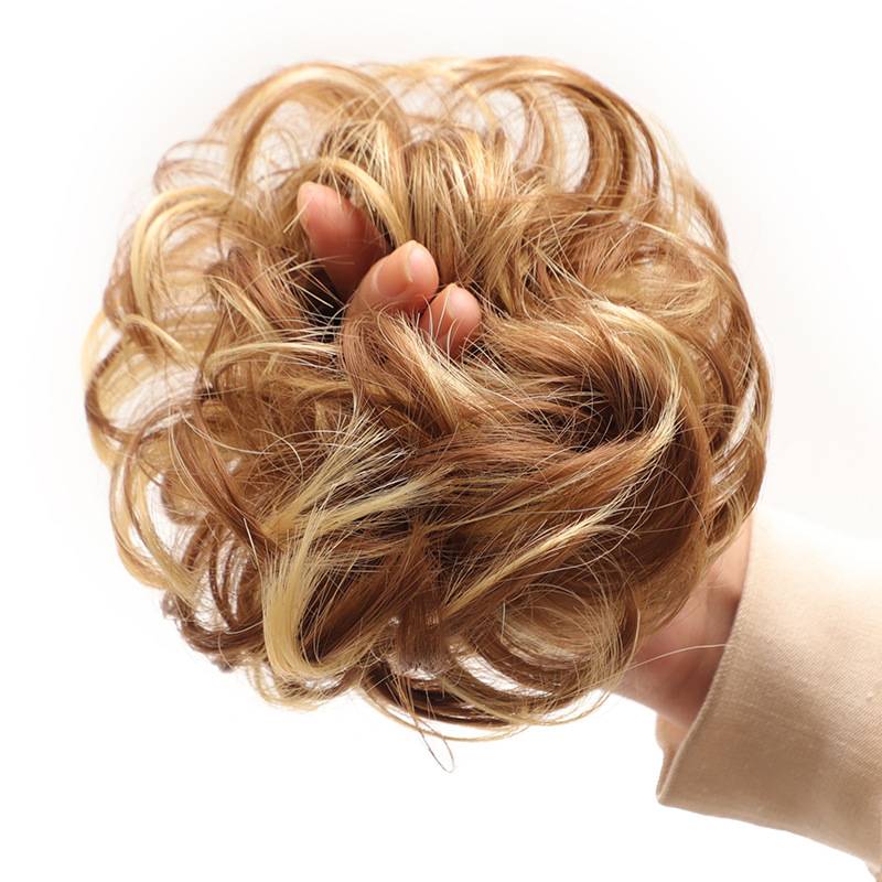 Wig hair ring rubber band curl ring ball head, simulation of human hair, hairpin, high -temperature silk bud headwear