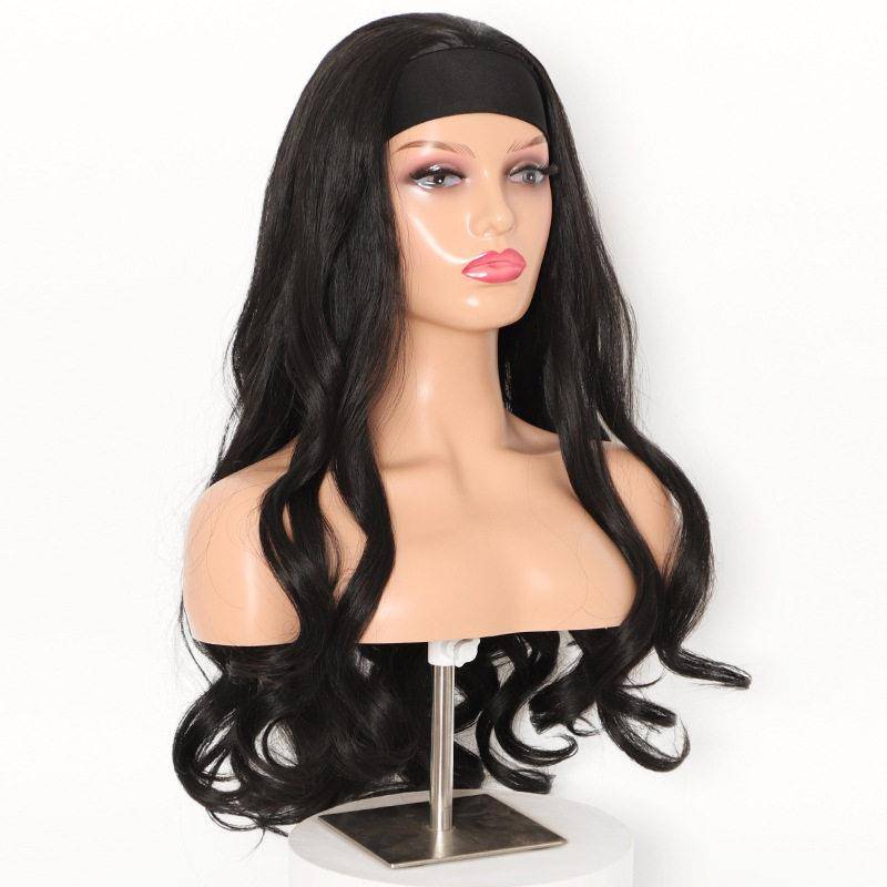 2020 new wig Wig Amazon African wig tie head scarf long curly hair chemical fiber high temperature shred