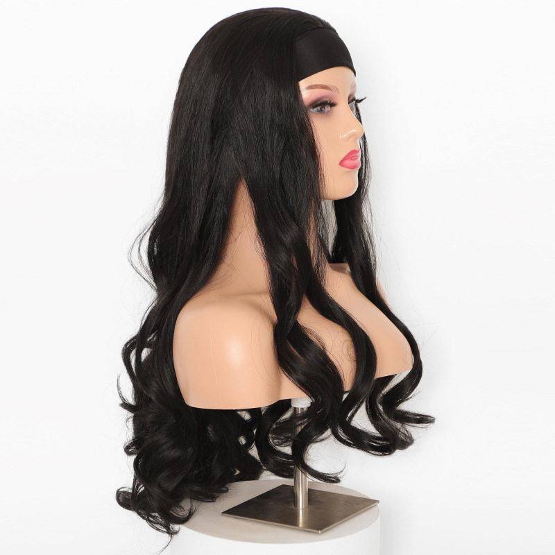 2020 new wig Wig Amazon African wig tie head scarf long curly hair chemical fiber high temperature shred