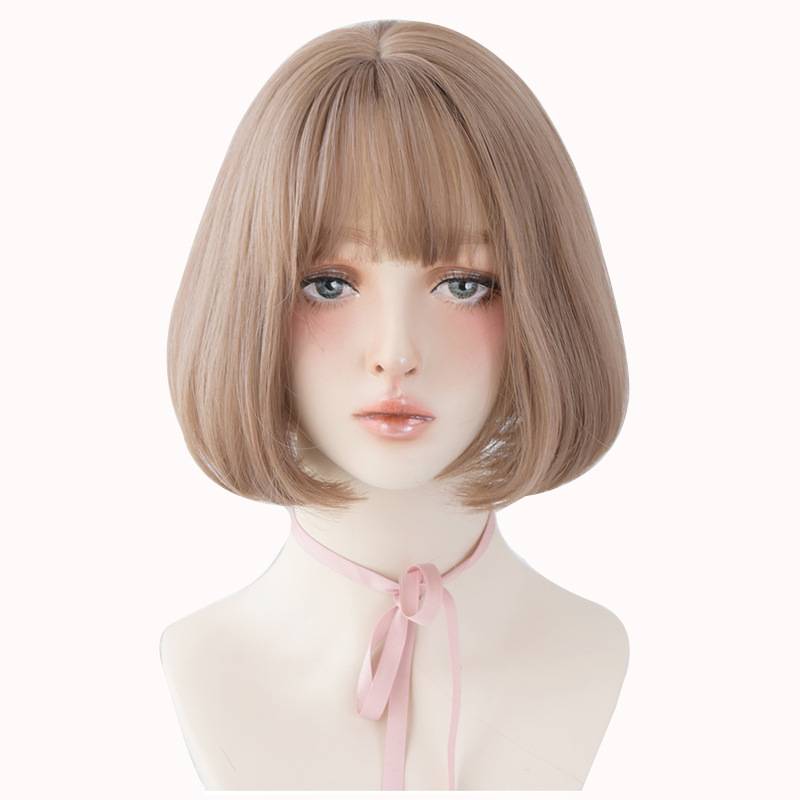 Factory customized new BOBO head wigs female Korean version of temperament and air bangs fluffy internal buckle short straight hair