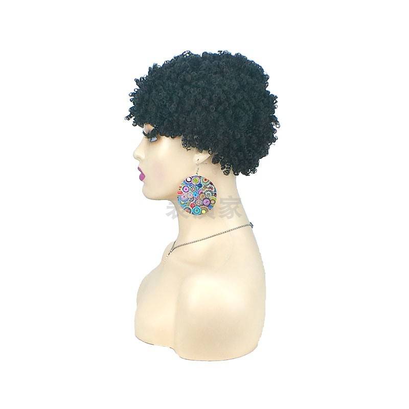 Hot -selling cross -border African European and American short -haired black hair girl short roll explosion hoods realistic foreigners performance