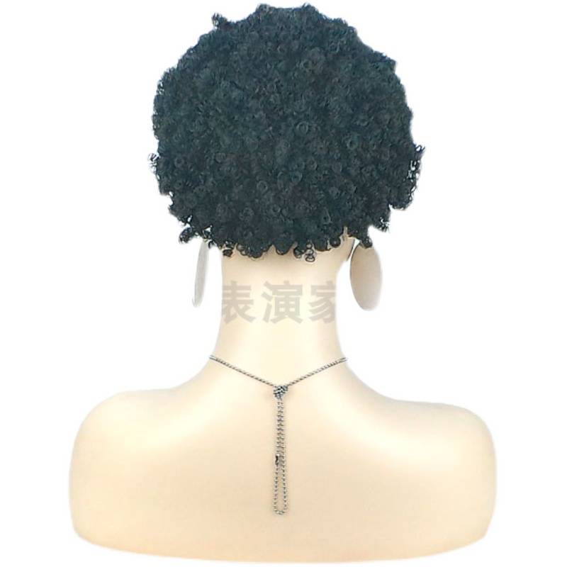 Hot -selling cross -border African European and American short -haired black hair girl short roll explosion hoods realistic foreigners performance
