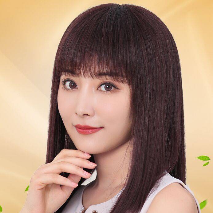 Realistic Natural Popular Polying Bangs Bangs full of the full set of wigs and long hair 2022 new face repair straight hair straight hair