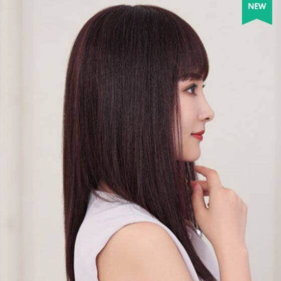 Realistic Natural Popular Polying Bangs Bangs full of the full set of wigs and long hair 2022 new face repair straight hair straight hair