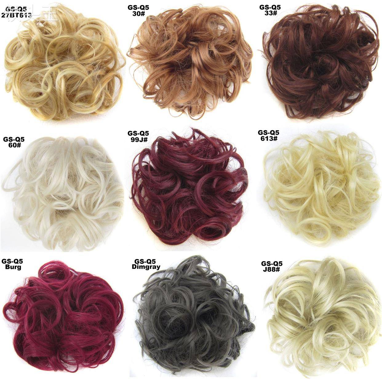 Messy high -temperature silk curly hair circle cross -border spot spot rubber band fiber hair circles for European and American wigs