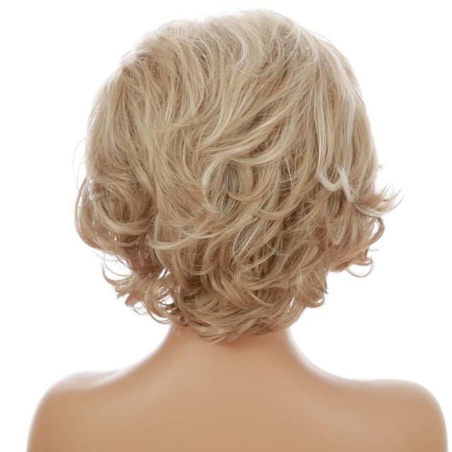 High -grade mixed gold lady short curly hair high -temperature silk head set European and American hot -selling wig Synthetic wigs
