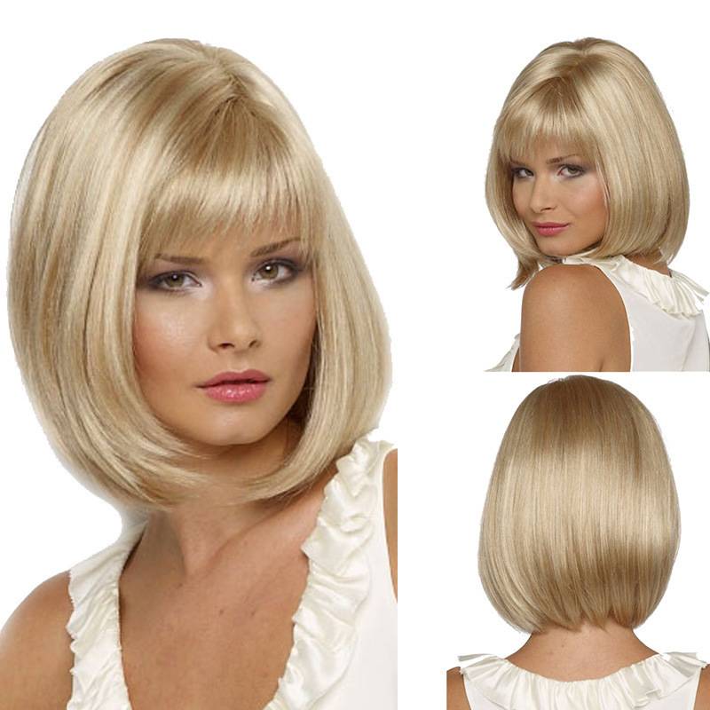 European and American Ali Sales Wig Ms. Qi Liu Hai Bobo Bobo Bobe's Bobndus short hair High -temperature silk short straight hair