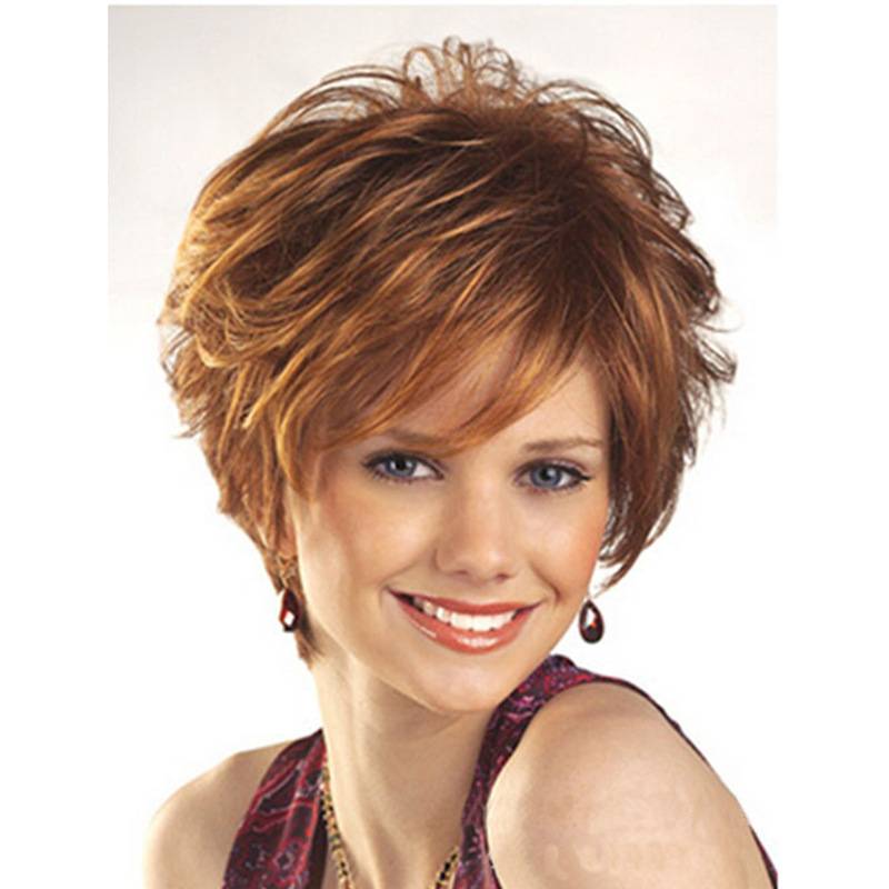 Popular new European and American wig women's short curly hair fluffy and realistic short hair African curly chemical fibrous fibrous head cover
