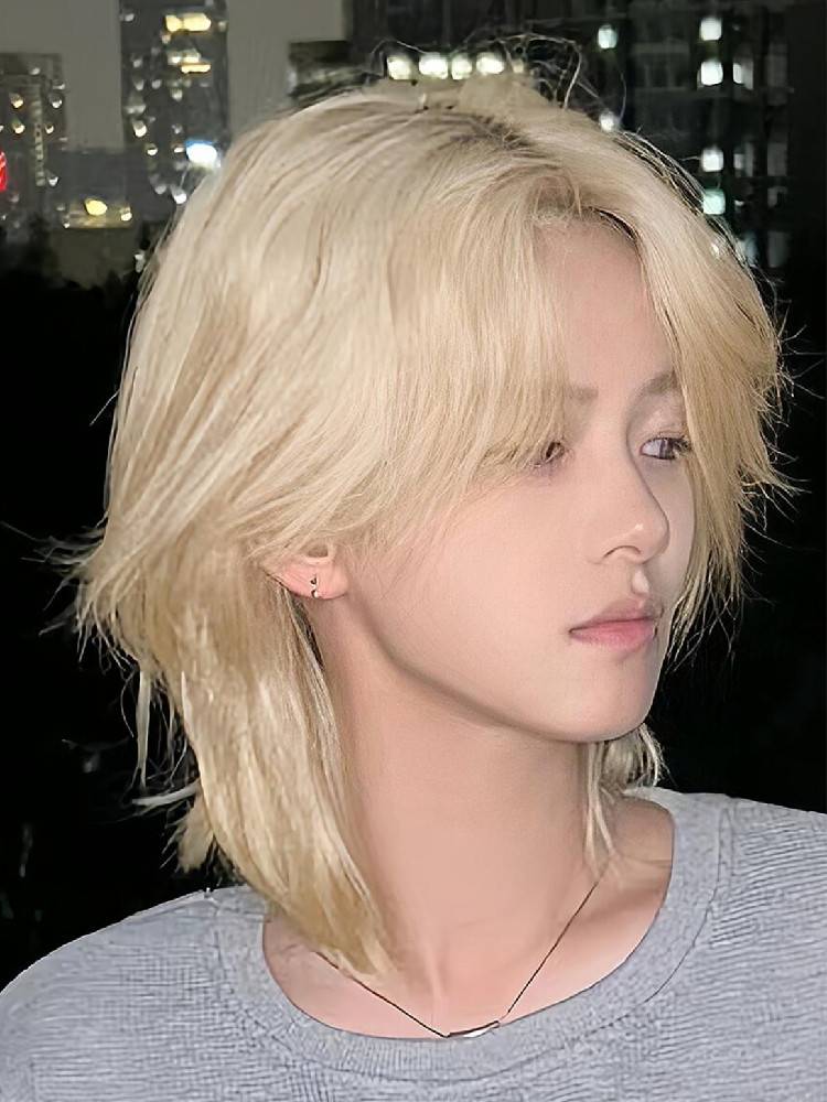 Wolf tail wig male short hair personality trendy Japanese fashion catfish head daily photos cos grandma gray full head