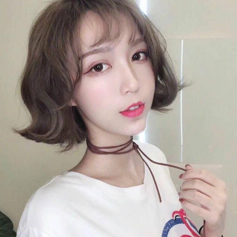 Spot European and American wig Women's short curly hair air bangs, Korean wigspot headset manufacturers customized