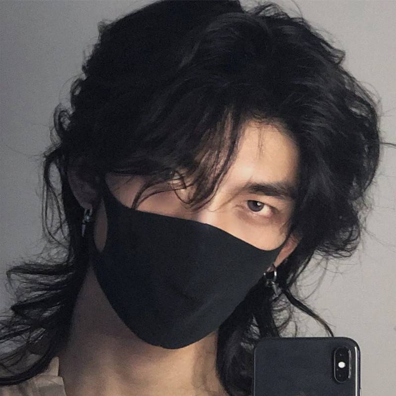 Samurai head wig Men's short Japanese wolf tail can be tied with fashion catfish head, natural fluffy daily full set