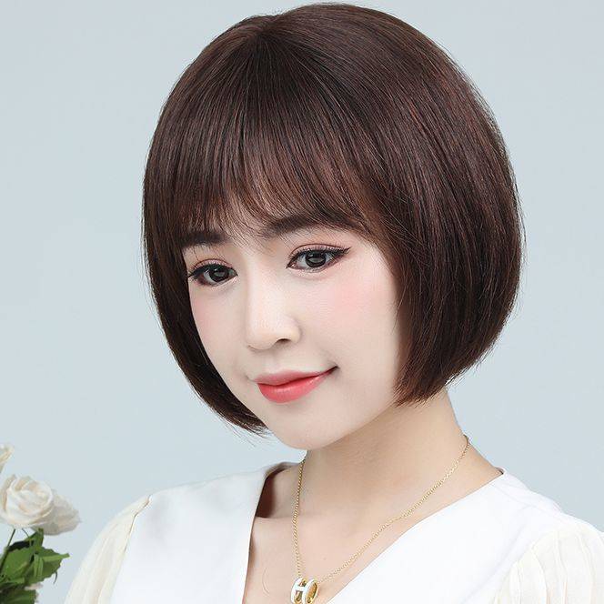 The full head of the wig set girl is full of full -headed simulation hair students middle -aged short hair wigs full hair full hair