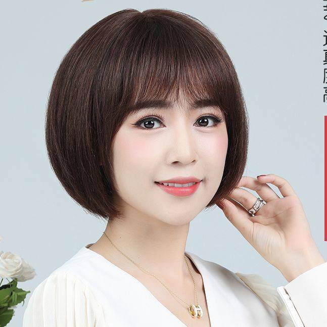 The full head of the wig set girl is full of full -headed simulation hair students middle -aged short hair wigs full hair full hair