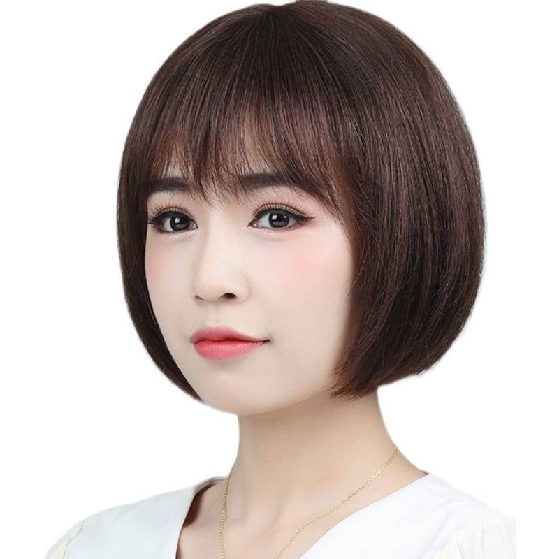 The full head of the wig set girl is full of full -headed simulation hair students middle -aged short hair wigs full hair full hair