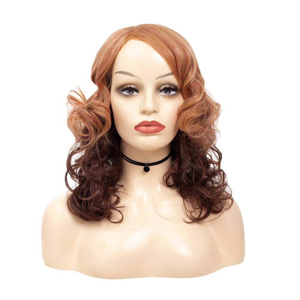 European and American ladies short-curly hair fake head cover cross-border e-commerce double-color head sleeve ww1-12#