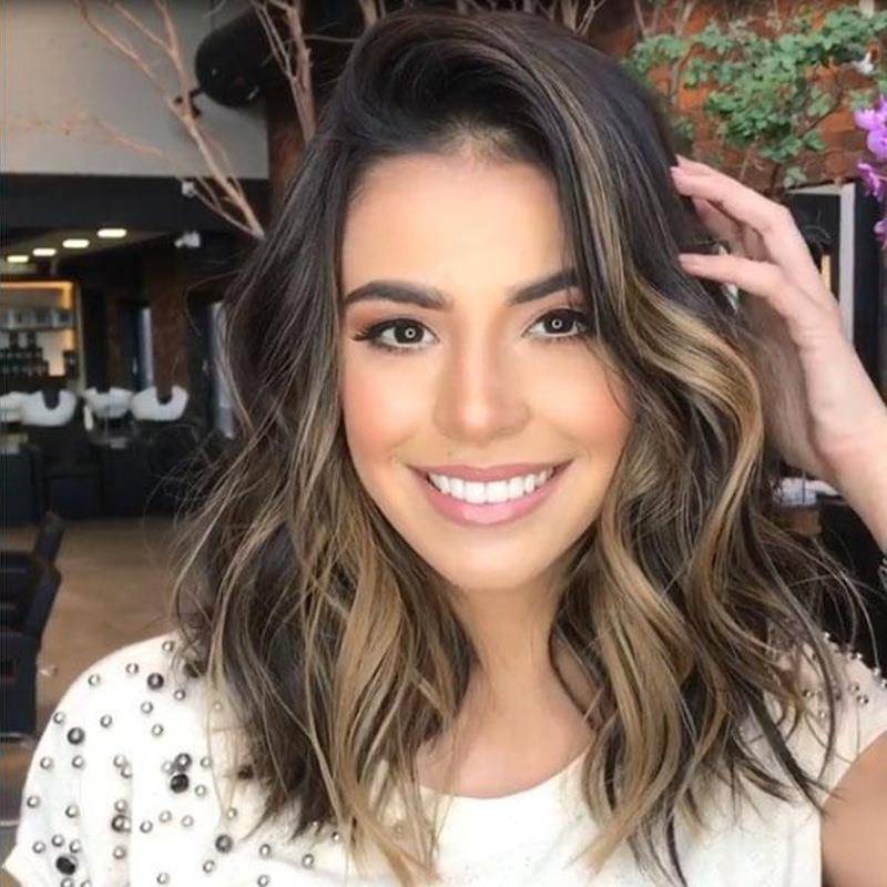 Amazon's new partial partial shoulder -length curly female big wave gradient brown cross -border European and American rose net wigs