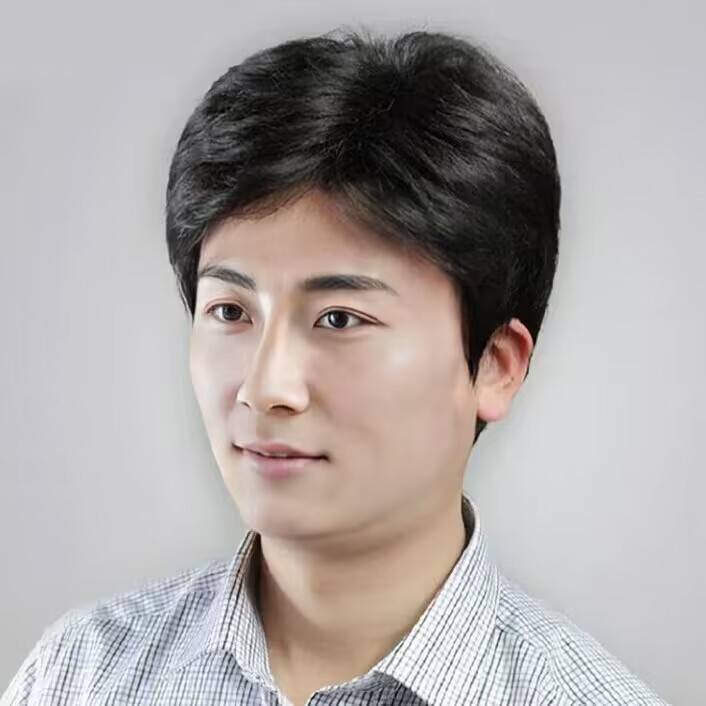 Men's high -temperature silk wig Short hair Middle -aged and elderly bangs high -grade high -end natural fluffy dad short simulation head cover