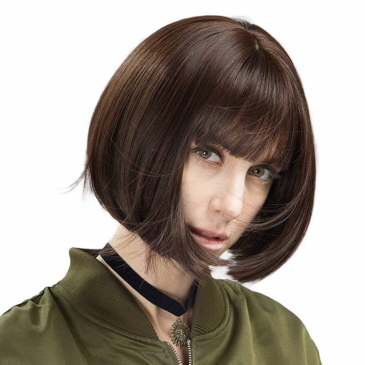 Amazon eBay new product wig female European and American fashion Bobo head Qi bangs black short hair manufacturers